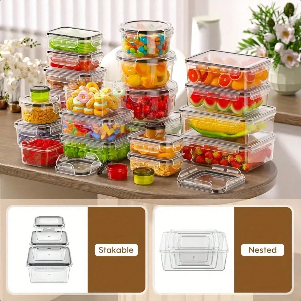40-Piece Airtight Food Storage Container Set – 20 Boxes + 20 Lids