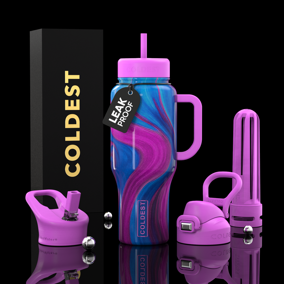 COLDEST 36oz Limitless Ultra v8 water bottle – featured design product photo