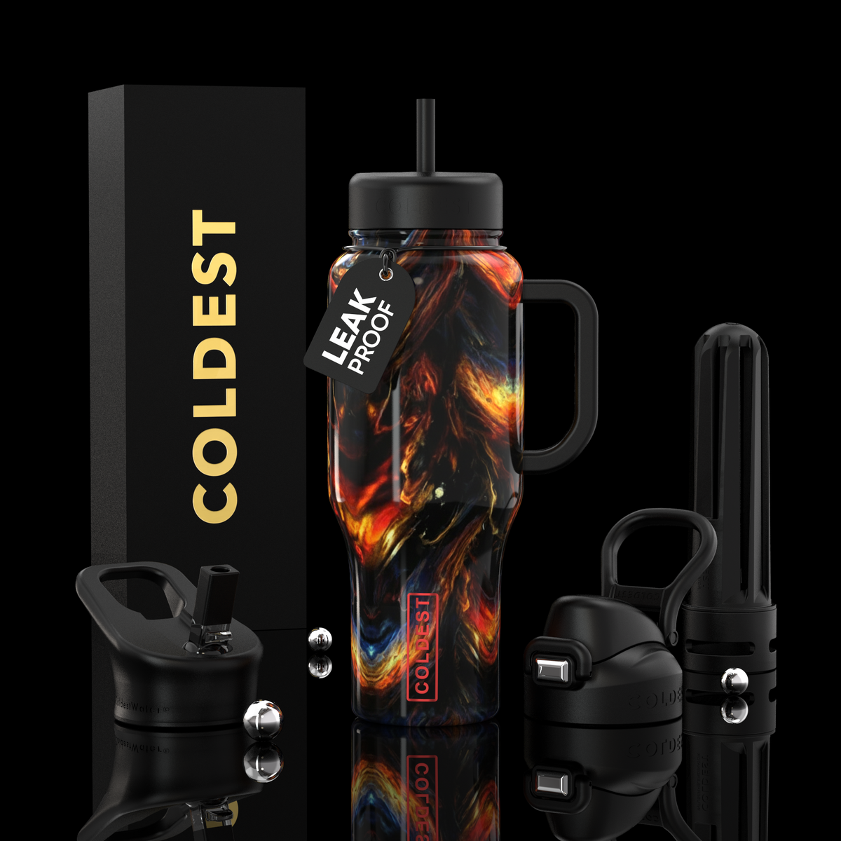 COLDEST 36oz Limitless Ultra v8 water bottle – featured design product photo
