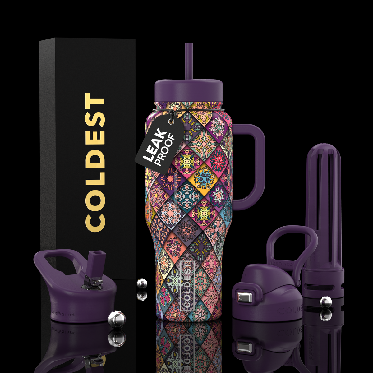 COLDEST 36oz Limitless Ultra v8 water bottle – featured design product photo