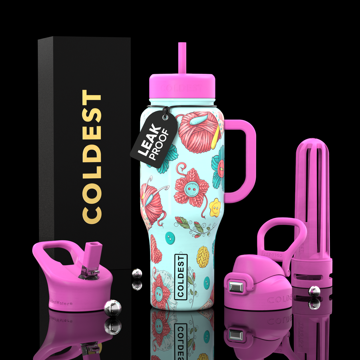 COLDEST 36oz Limitless Ultra v8 water bottle – featured design product photo