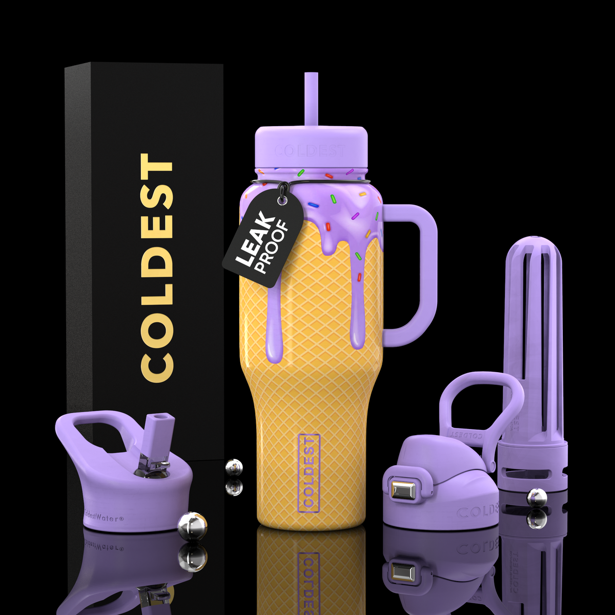 COLDEST 36oz Limitless Ultra v8 water bottle – I Love Icecream design
