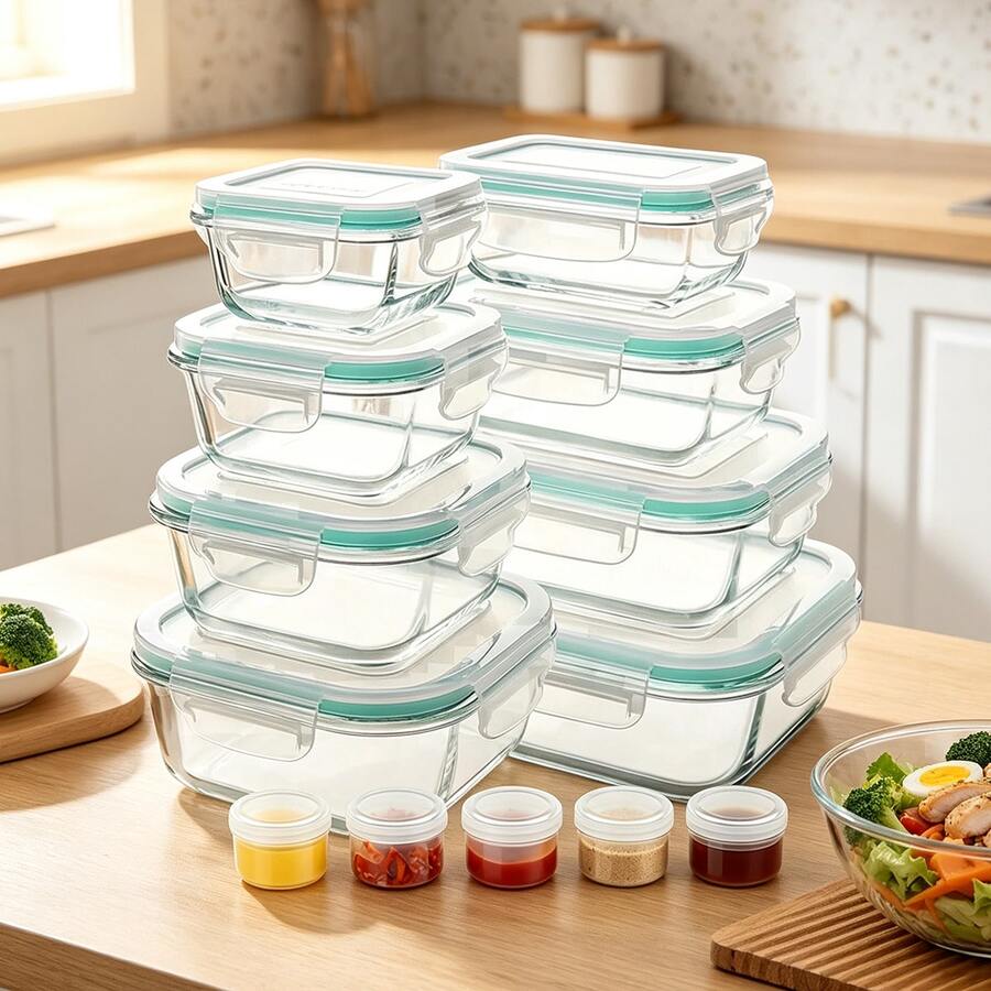 TUMATICLY 13-Piece Glass Food Storage Container Set