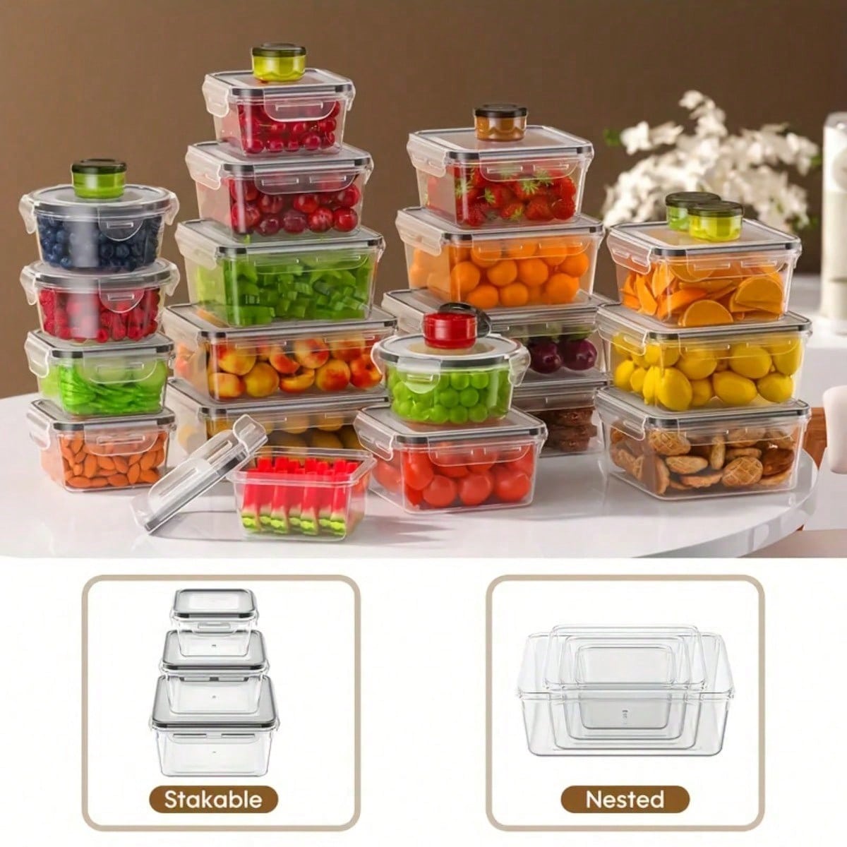 40-Piece Airtight Food Storage Container Set – 20 Boxes + 20 Lids