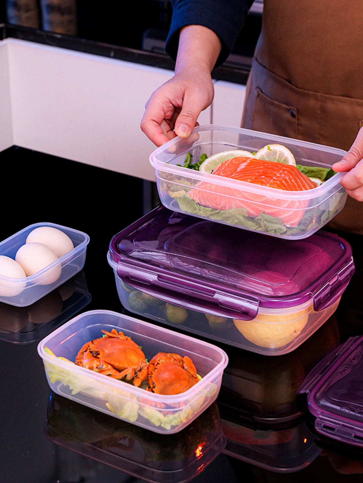 Purple PP rectangular food storage container – gallery photo 10