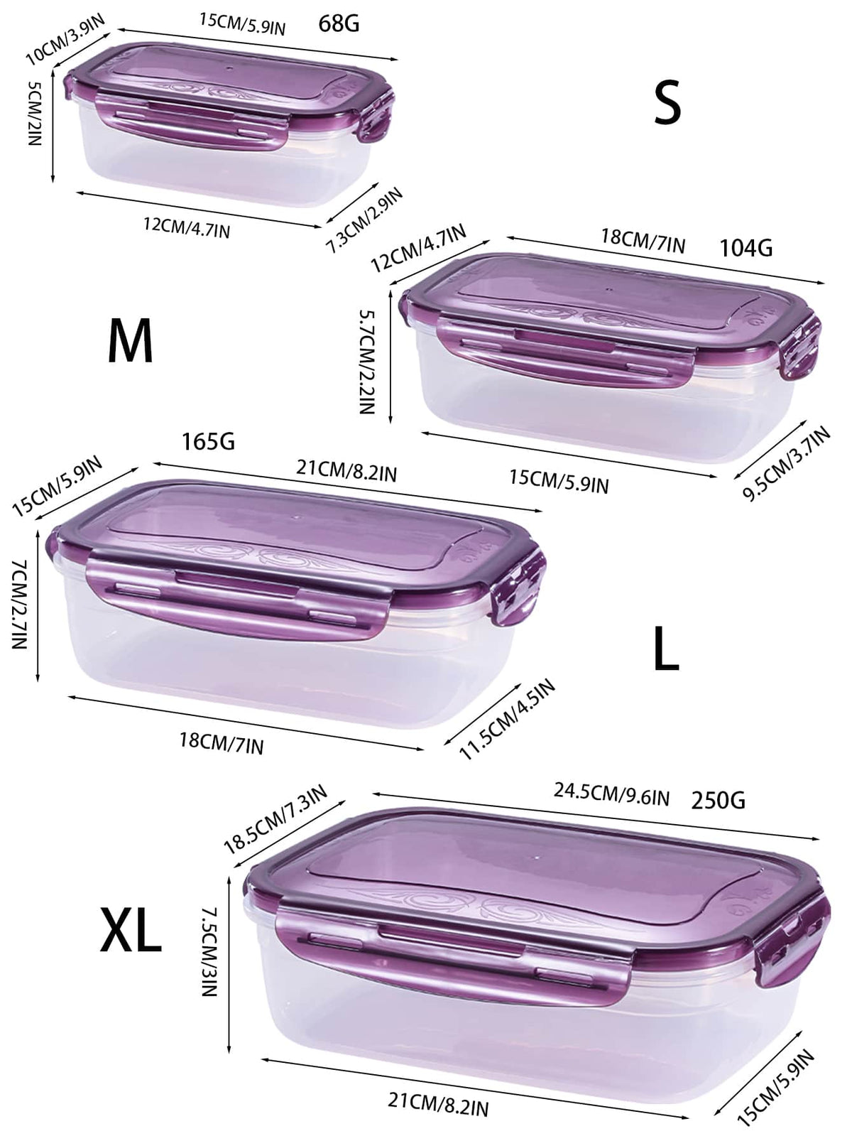 Purple PP rectangular food storage container – gallery photo 3