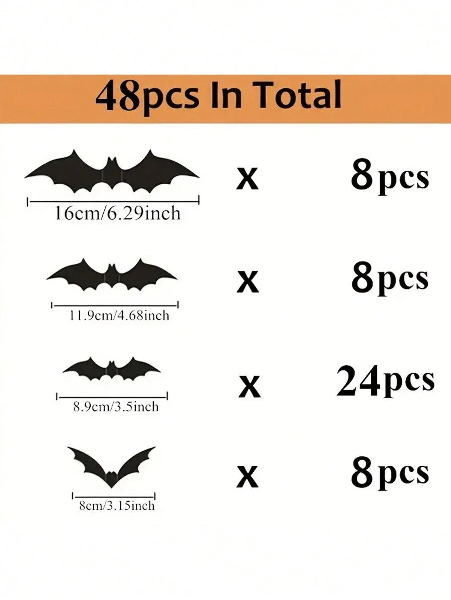 3D Halloween Bat Wall Stickers – 16 to 96 Pieces – product image 2