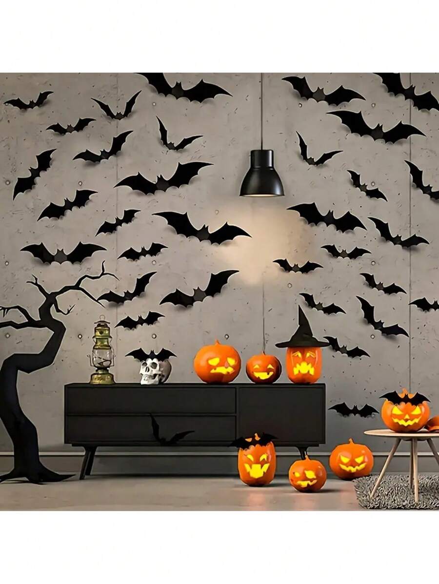 3D Halloween Bat Wall Stickers – 16 to 96 Pieces – product image 5