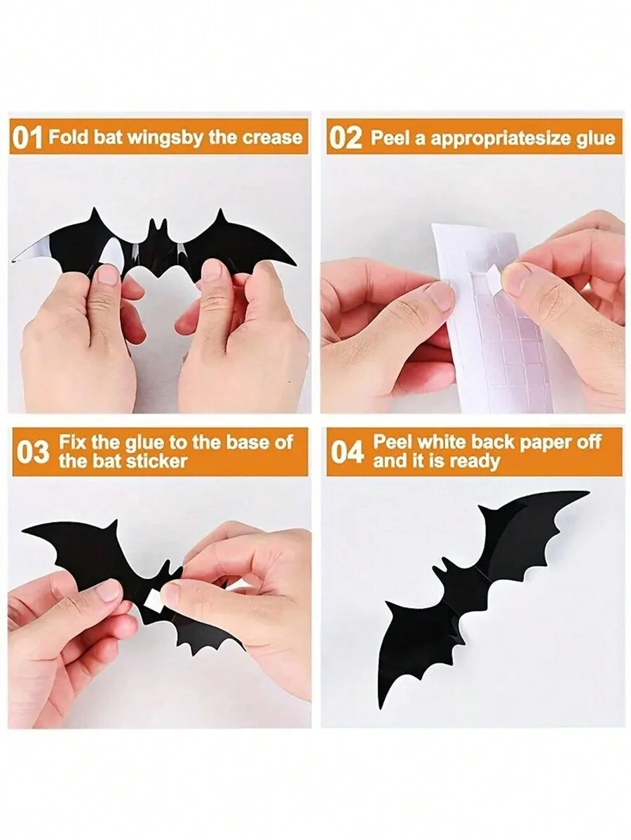 3D Halloween Bat Wall Stickers – 16 to 96 Pieces – product image 4