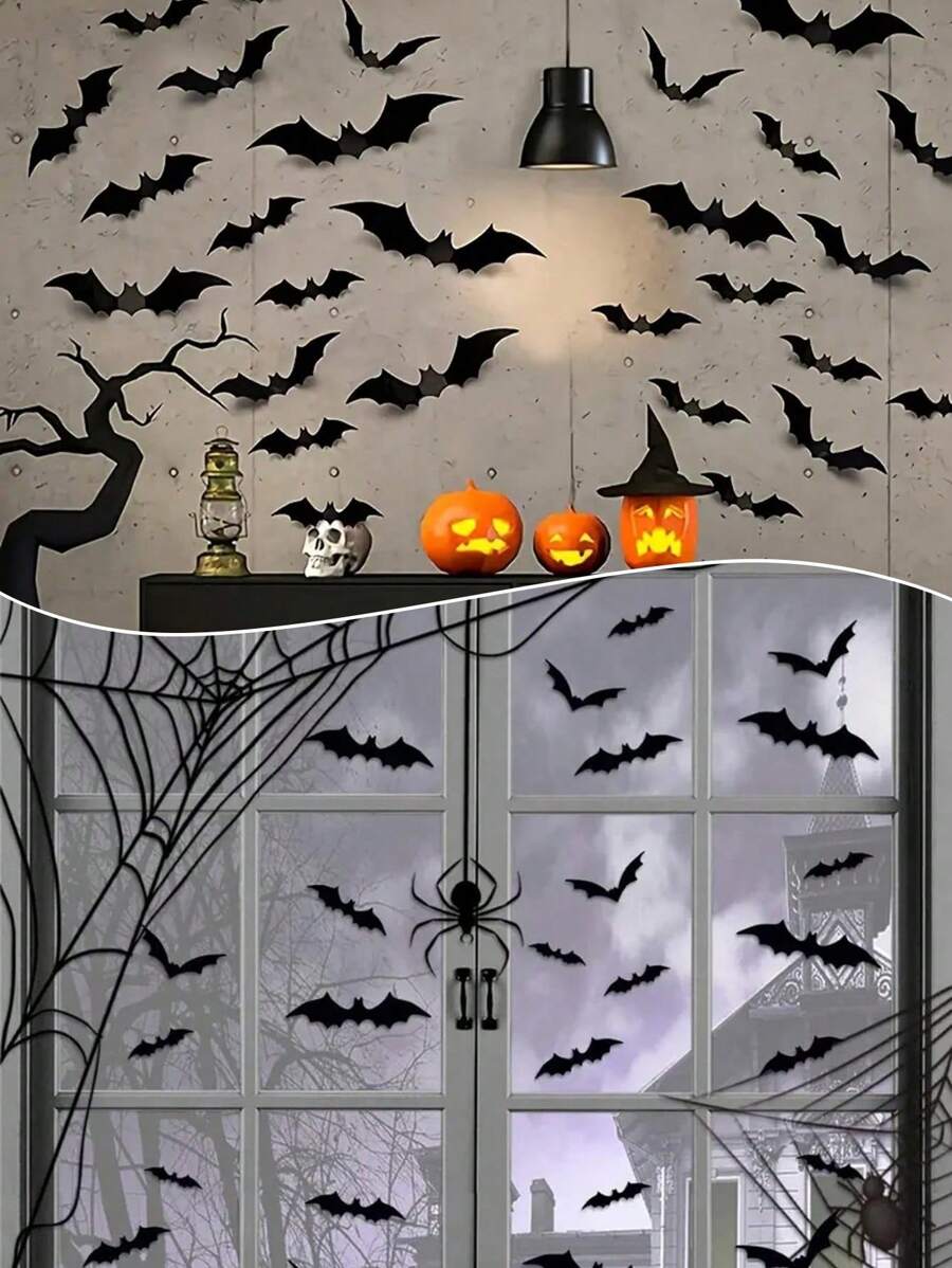 3D Halloween Bat Wall Stickers – 16 to 96 Pieces – product image 3