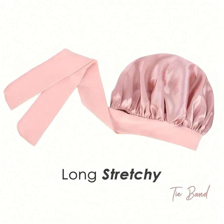 Adjustable Satin Sleep Bonnet with Bow Tie – product image 5