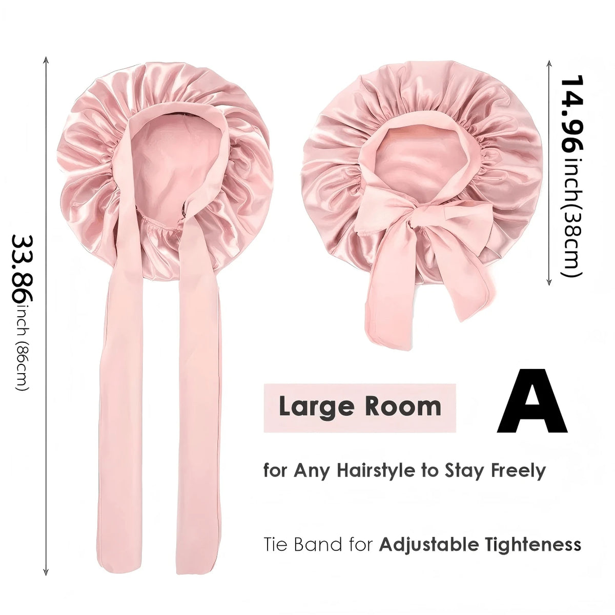 Adjustable Satin Sleep Bonnet with Bow Tie – product image 2