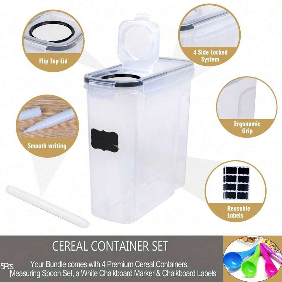 4-Pack 4L Airtight Cereal Storage Containers – gallery image 5