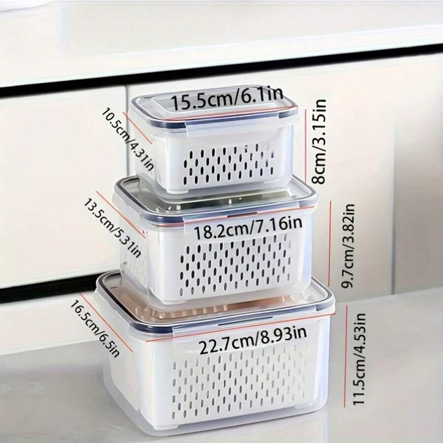 Food Storage Containers with Drain Baskets – 6/9/18 Pieces – product image 2