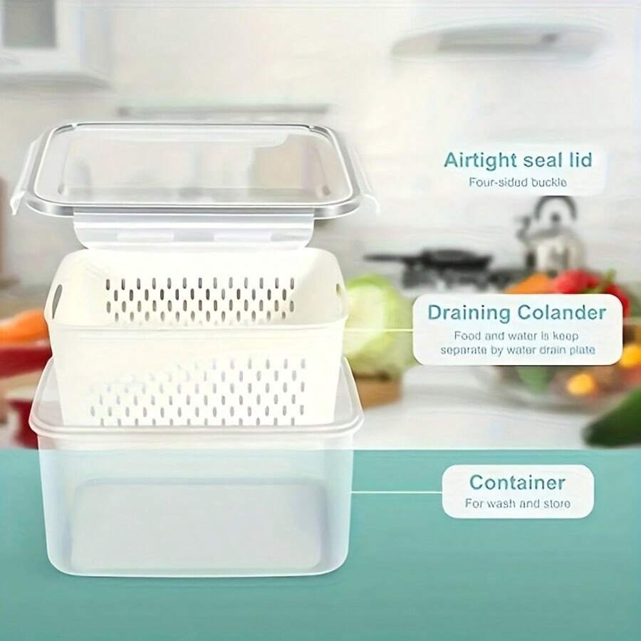 Food Storage Containers with Drain Baskets – 6/9/18 Pieces – product image 3