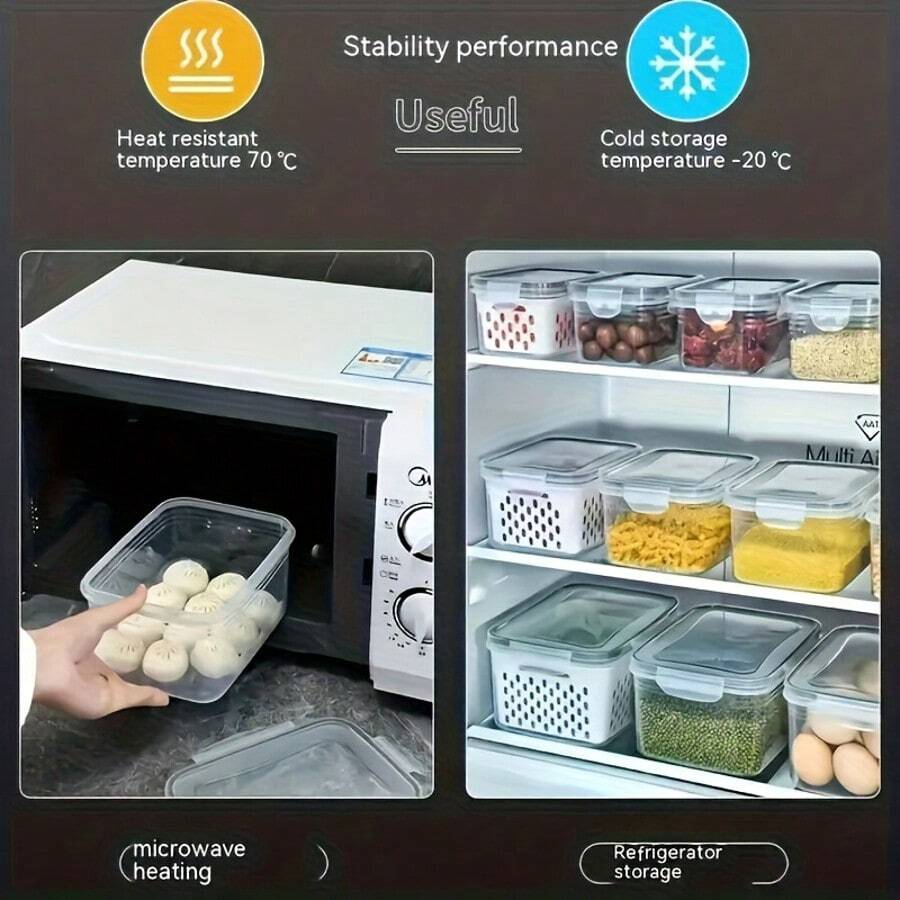 Food Storage Containers with Drain Baskets – 6/9/18 Pieces – product image 4