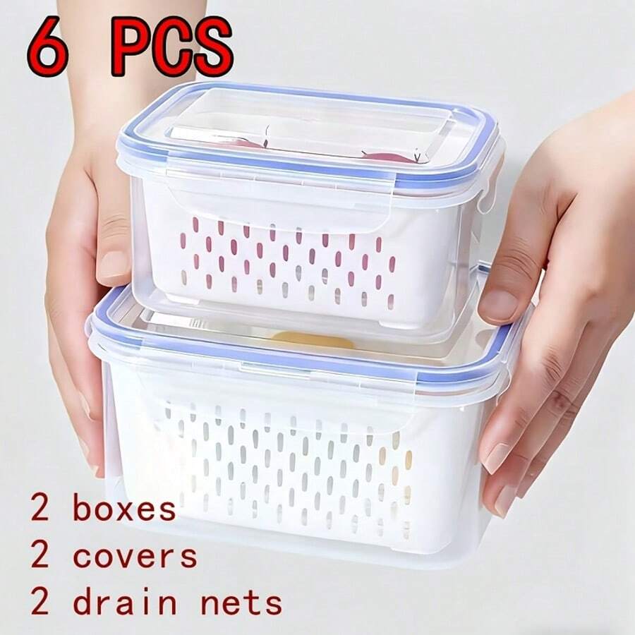 Food Storage Containers with Drain Baskets – 6/9/18 Pieces – product image 5