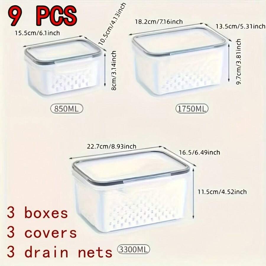 Food Storage Containers with Drain Baskets – 6/9/18 Pieces – product image 8