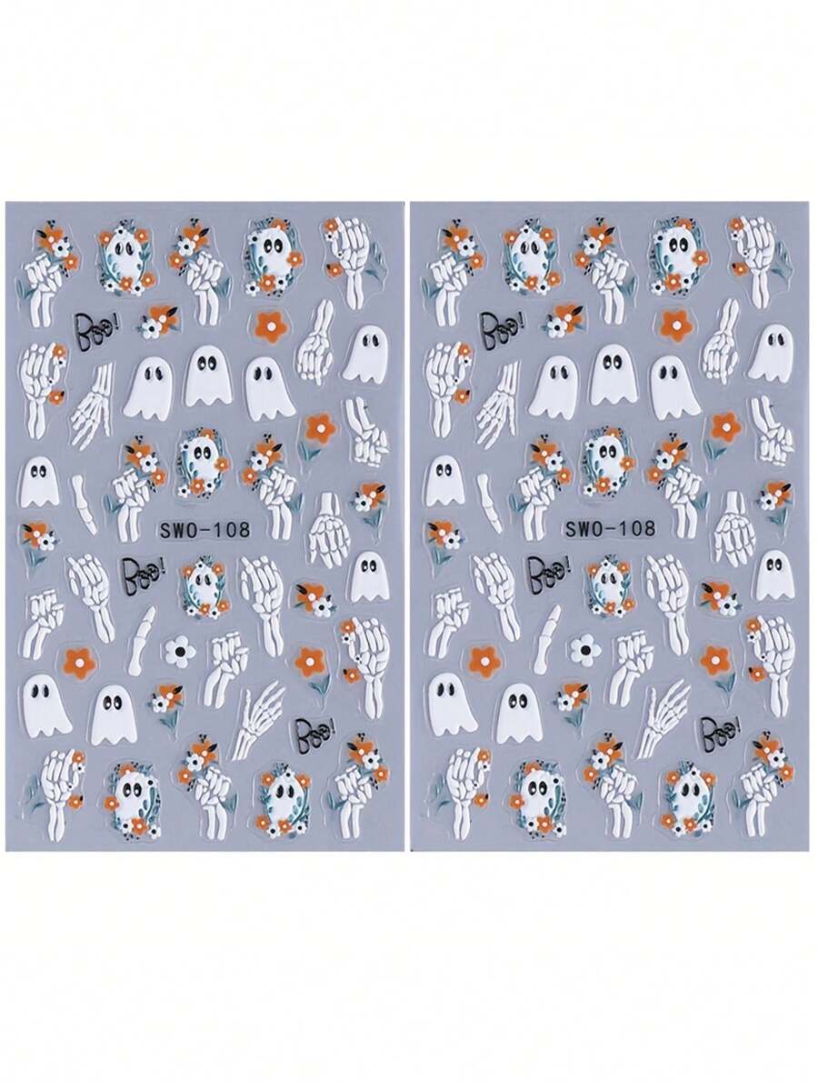 3D Halloween Nail Art Stickers – Ghosts & Pumpkins – gallery image 10
