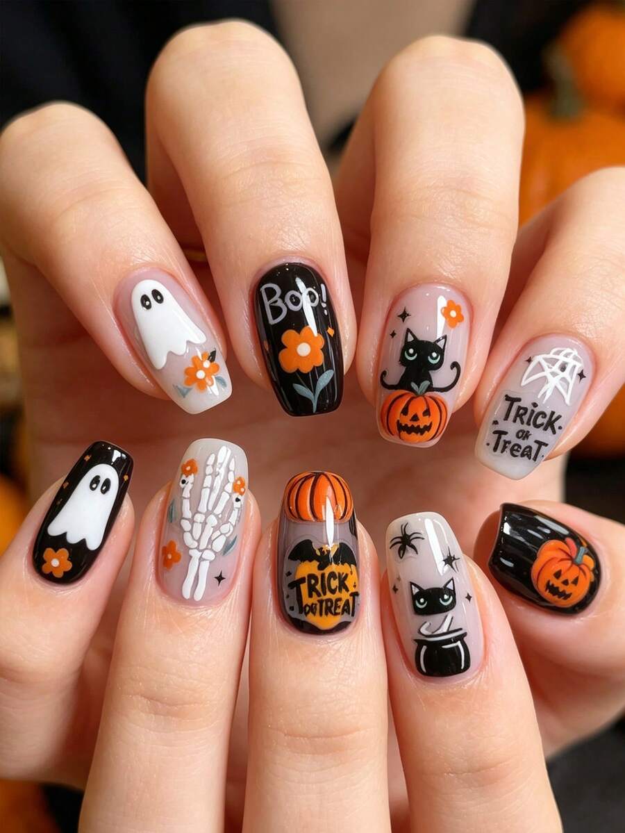 3D Halloween Nail Art Stickers – Ghosts & Pumpkins – gallery image 2