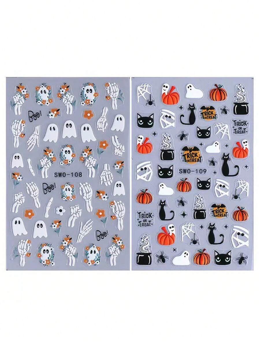 3D Halloween Nail Art Stickers – Ghosts & Pumpkins – gallery image 7