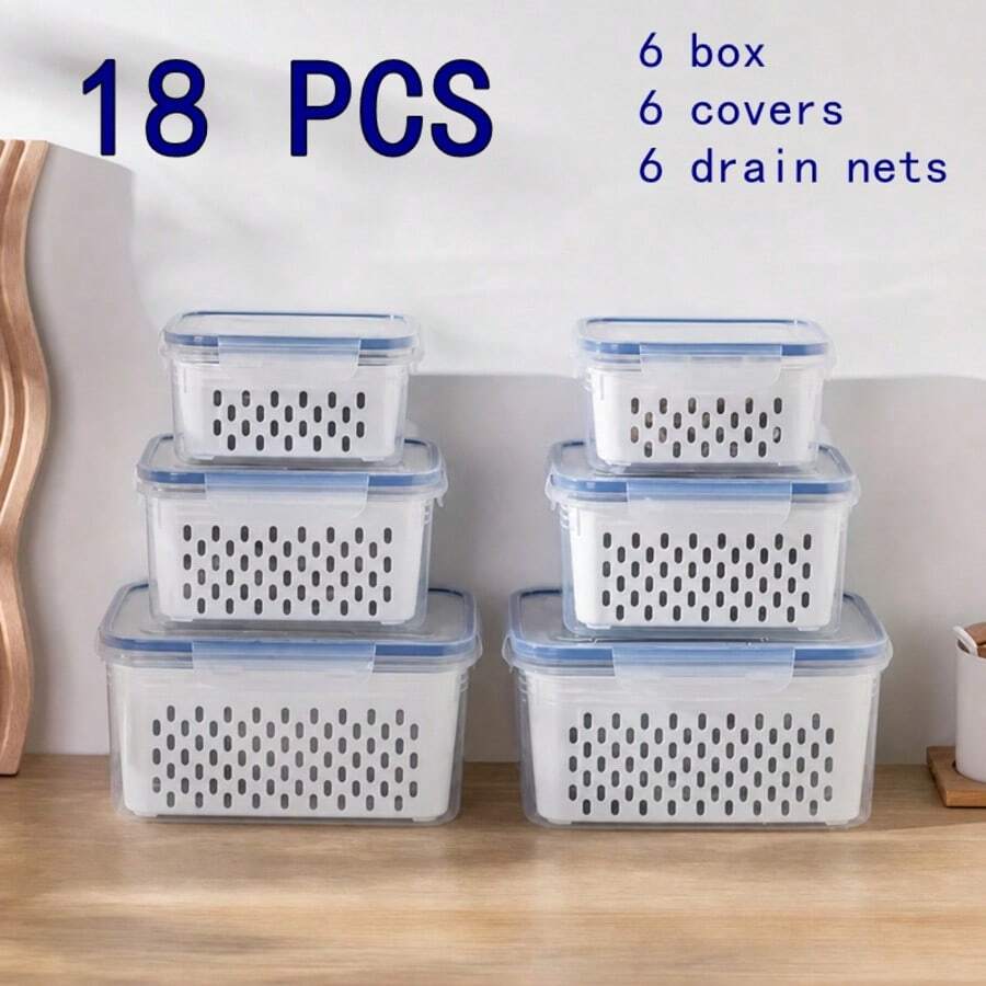 Food Storage Containers with Drain Baskets – 6/9/18 Pieces – product image 9