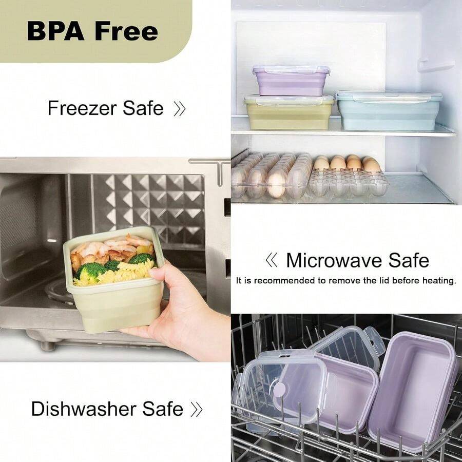 4-Pack Collapsible 27oz Silicone Food Containers – gallery image 5