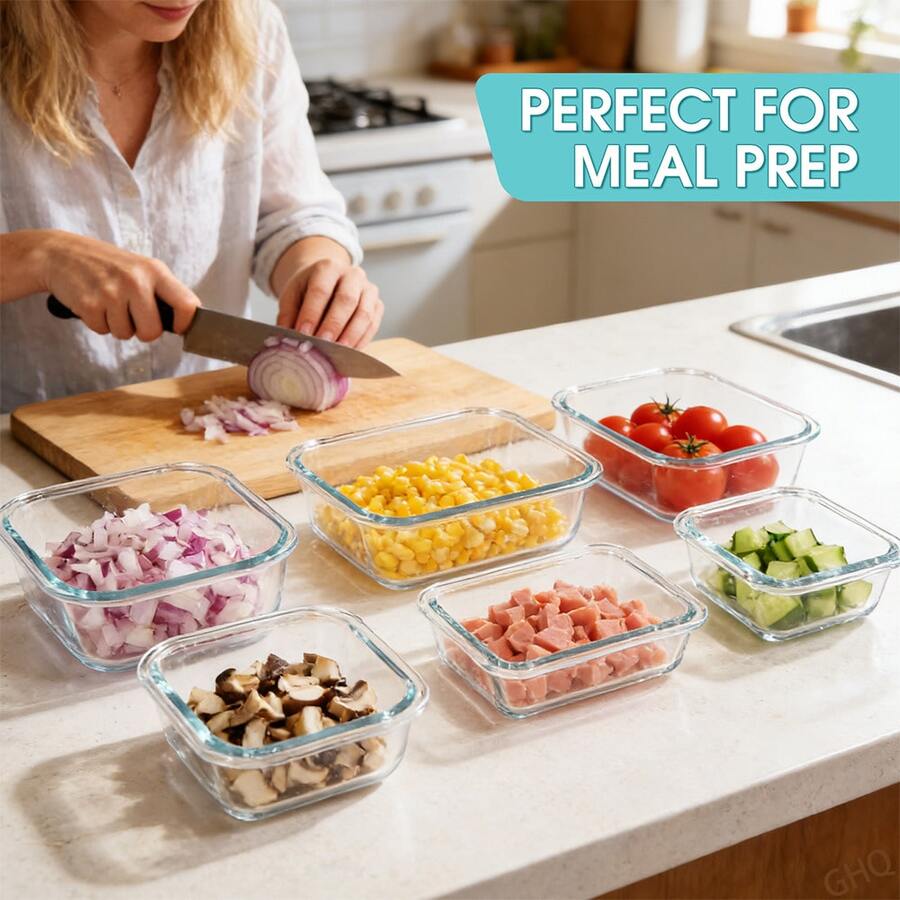 GHQ 24-Piece Glass Food Storage Set – 12 Containers & Lids – gallery image 22