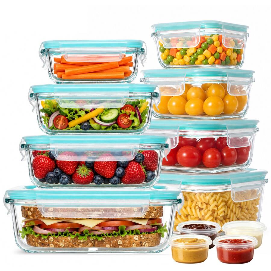 GHQ 24-Piece Glass Food Storage Set – 12 Containers & Lids – gallery image 16