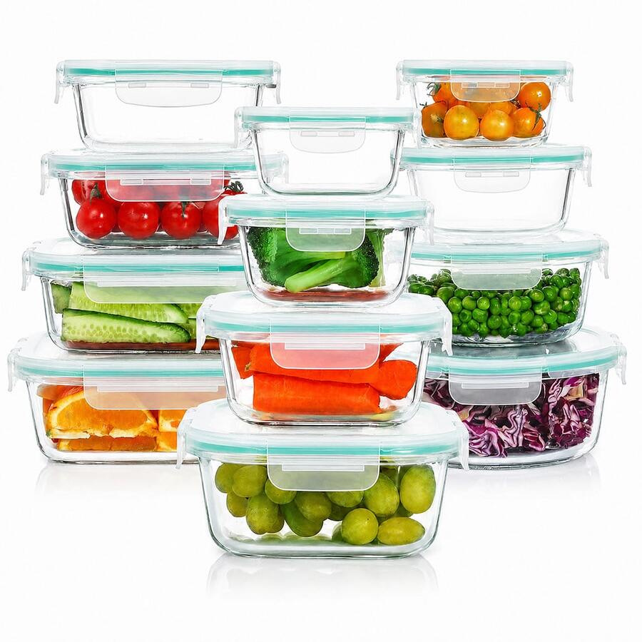 GHQ 24-Piece Glass Food Storage Set – 12 Containers & Lids – gallery image 17