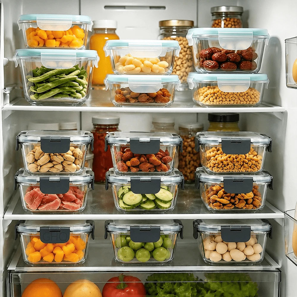 GHQ 24-Piece Glass Food Storage Set – 12 Containers & Lids – gallery image 2