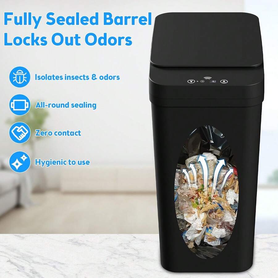 2.4-Gallon Touchless Motion Sensor Trash Can with Lid - product view 6
