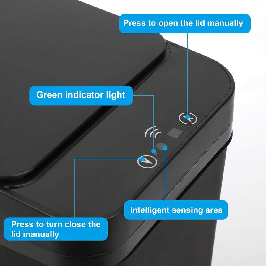 2.4-Gallon Touchless Motion Sensor Trash Can with Lid - product view 2