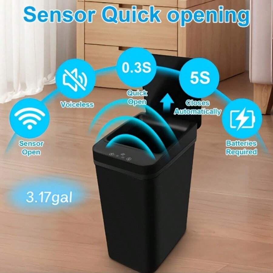 2.4-Gallon Touchless Motion Sensor Trash Can with Lid - product view 5