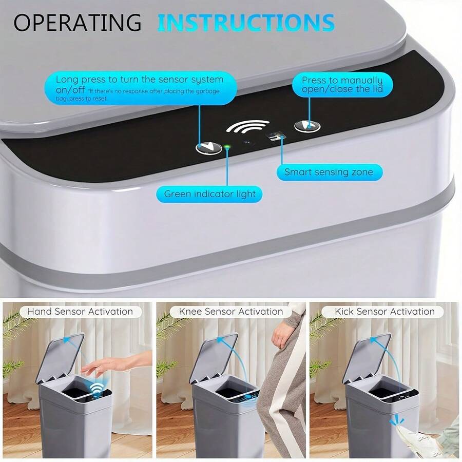 2.4-Gallon Touchless Motion Sensor Trash Can with Lid - product view 16