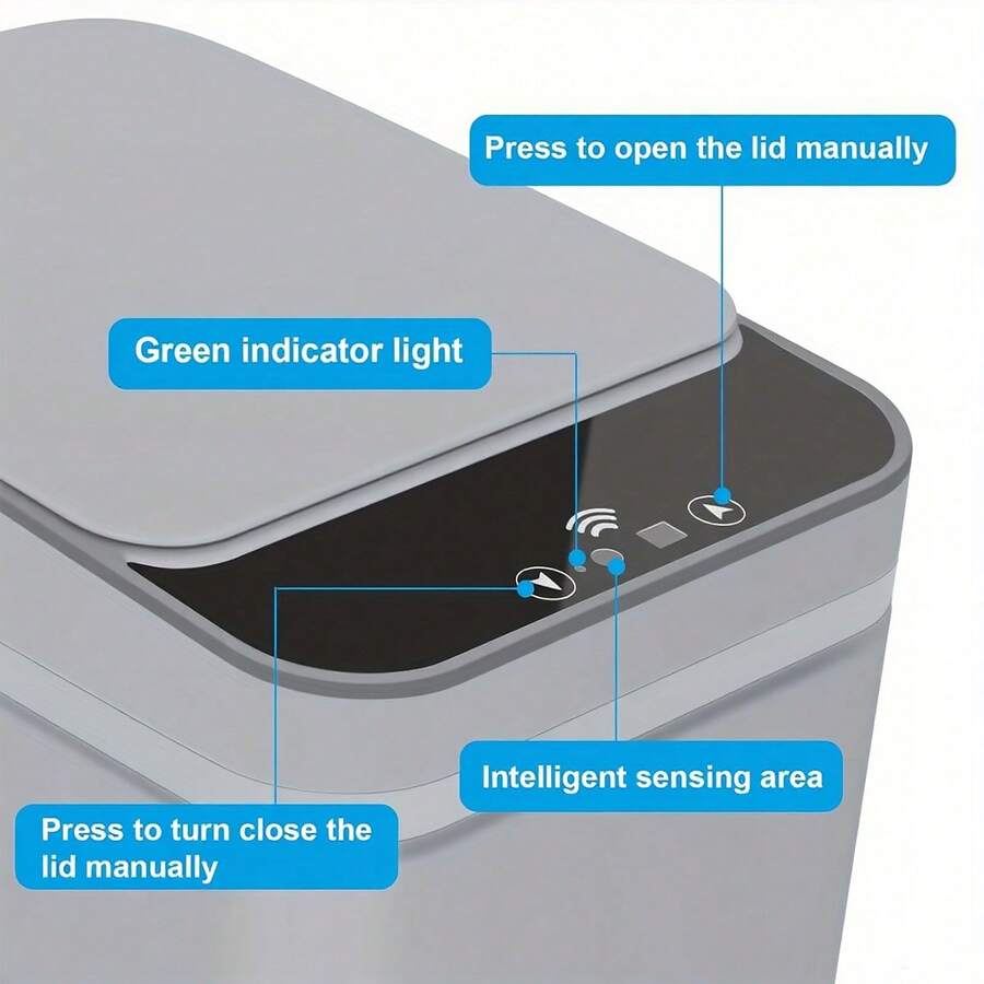 2.4-Gallon Touchless Motion Sensor Trash Can with Lid - product view 14