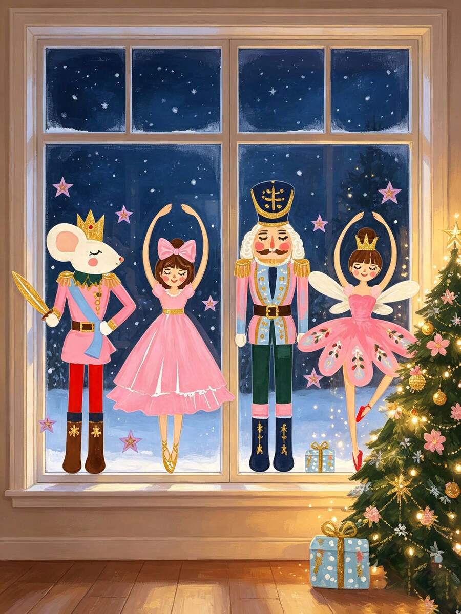 Christmas Nutcracker & Ballerina Window Clings - product view 4