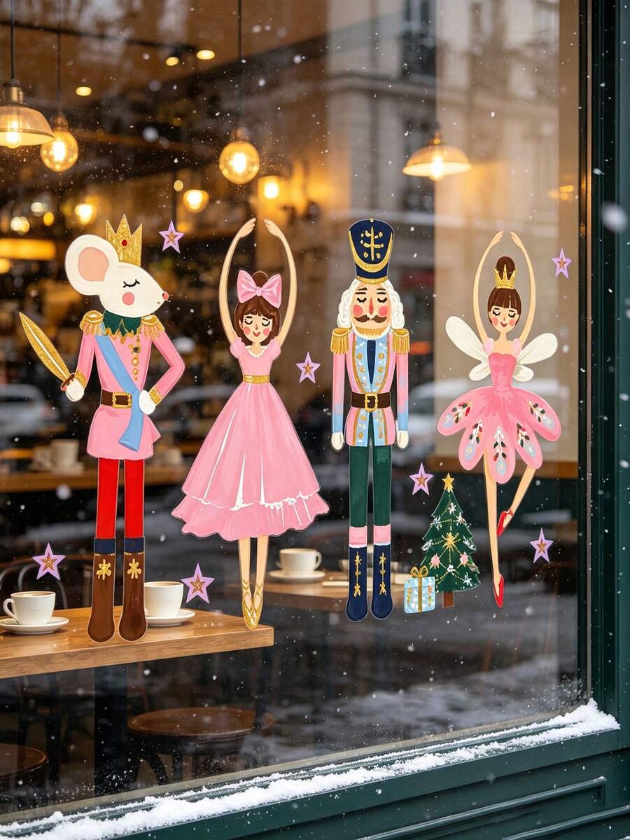 Christmas Nutcracker & Ballerina Window Clings - product view 1