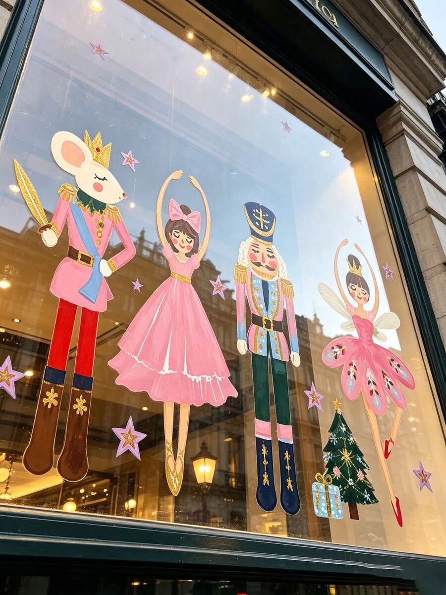 Christmas Nutcracker & Ballerina Window Clings - product view 2