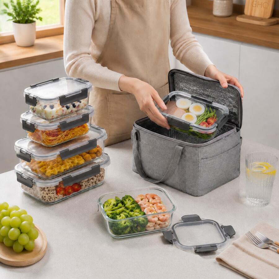 GHQ 24-Piece Glass Food Storage Set – 12 Containers & Lids – gallery image 26