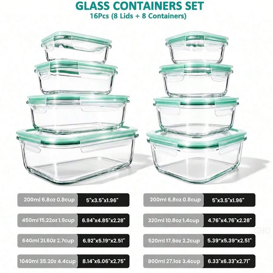 GHQ 24-Piece Glass Food Storage Set – 12 Containers & Lids – gallery image 8