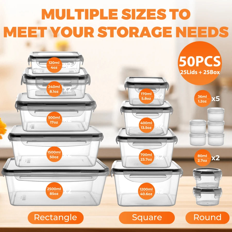 50-Piece Food Storage Container Set with Lids - product view 5