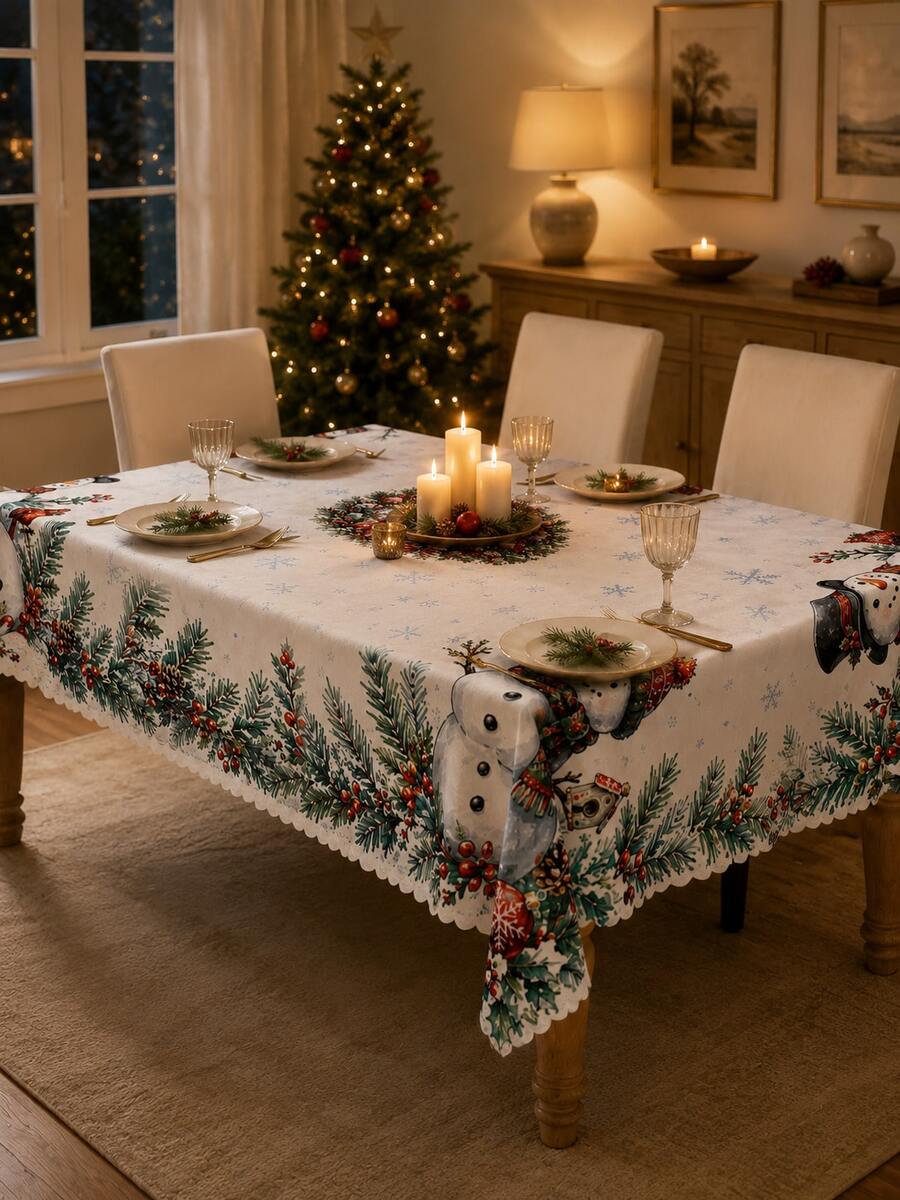 Christmas Snowy Village Print Tablecloth – gallery image 14