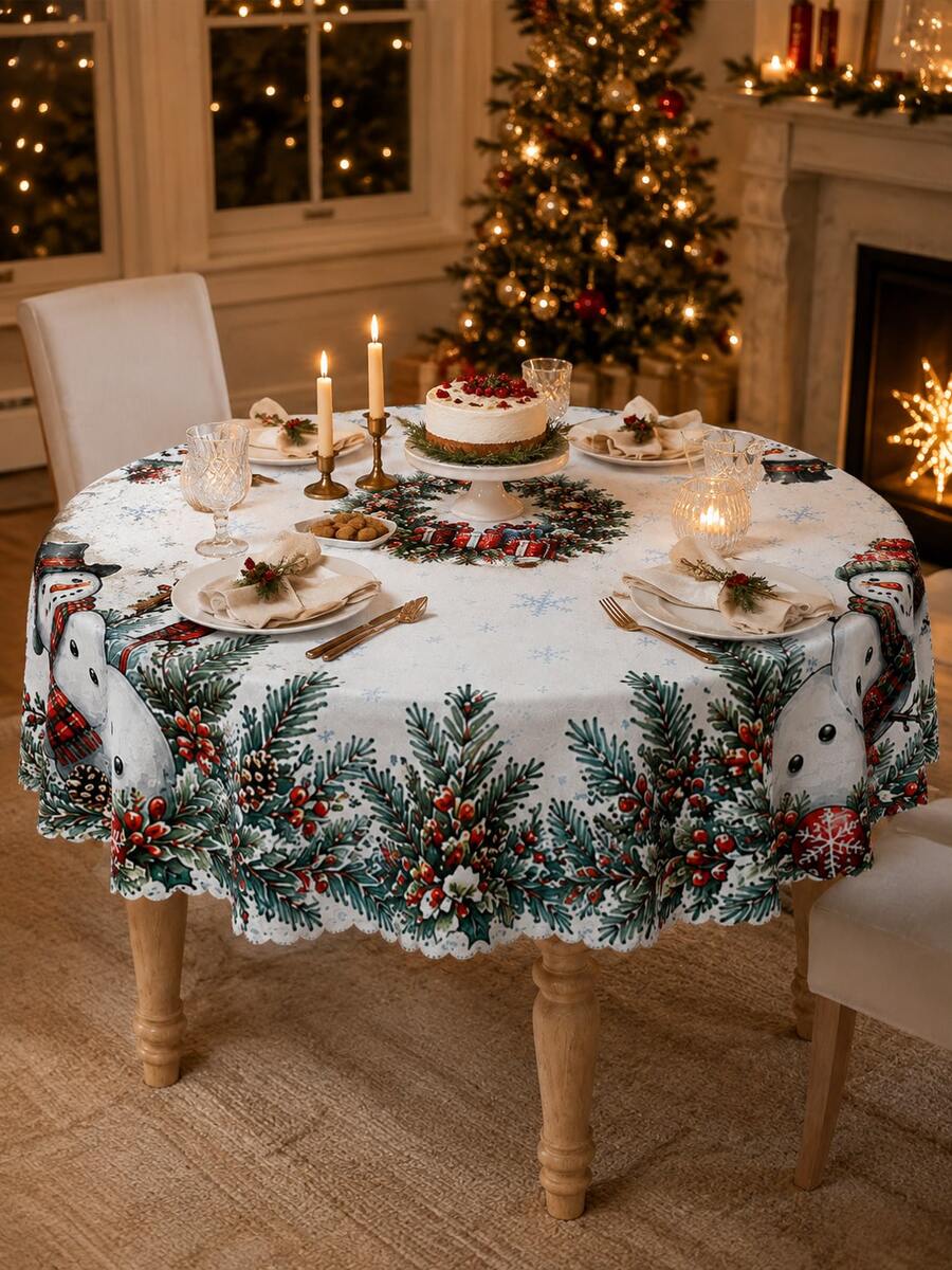 Christmas Snowy Village Print Tablecloth – gallery image 16