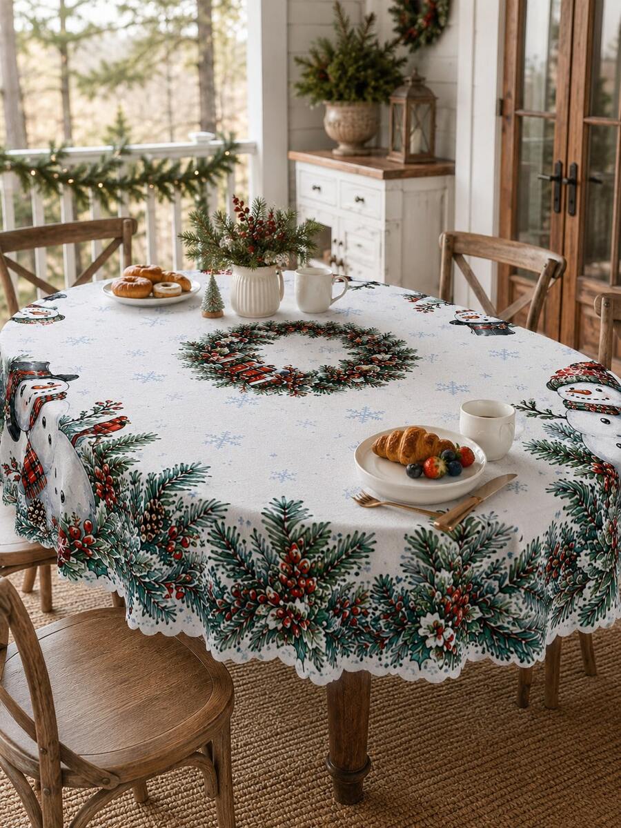 Christmas Snowy Village Print Tablecloth – gallery image 12