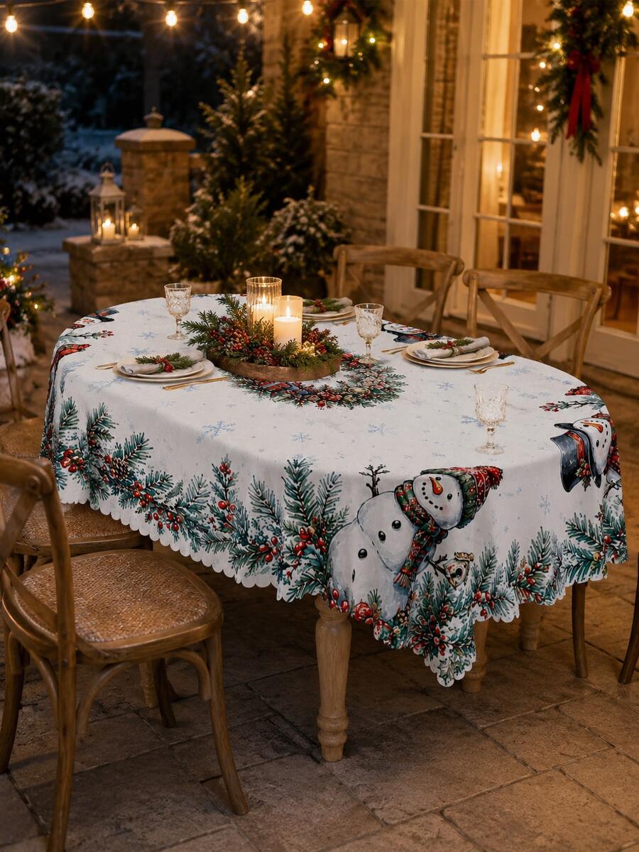 Christmas Snowy Village Print Tablecloth – gallery image 15