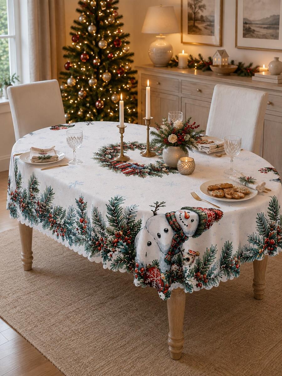 Christmas Snowy Village Print Tablecloth – gallery image 11
