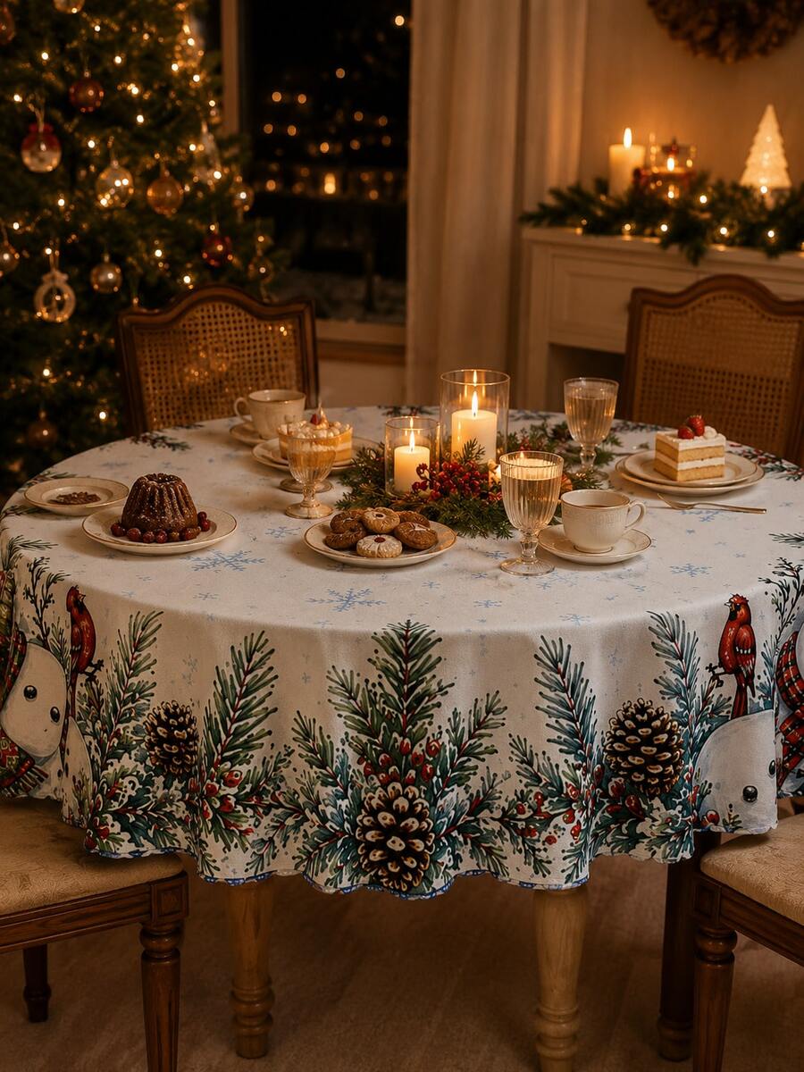 Christmas Snowy Village Print Tablecloth – gallery image 19