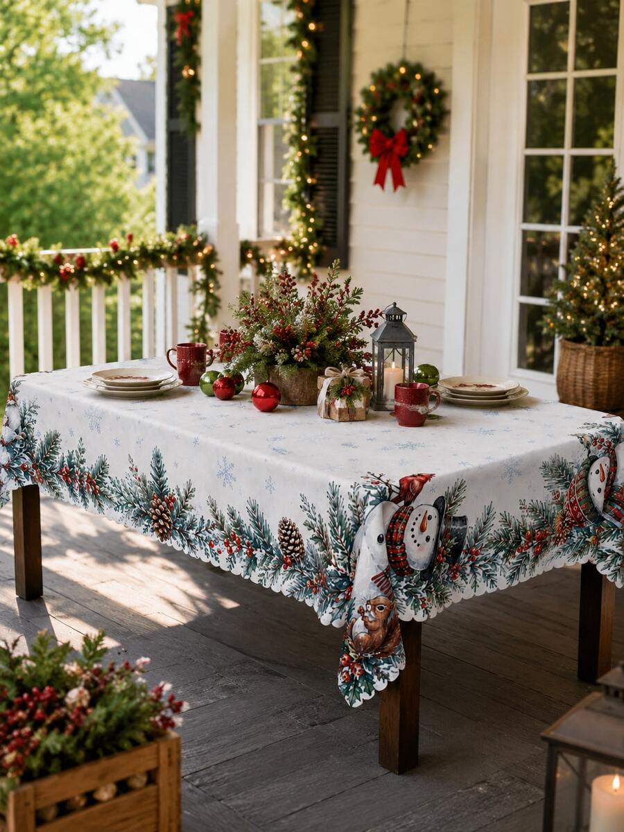 Christmas Snowy Village Print Tablecloth – gallery image 24