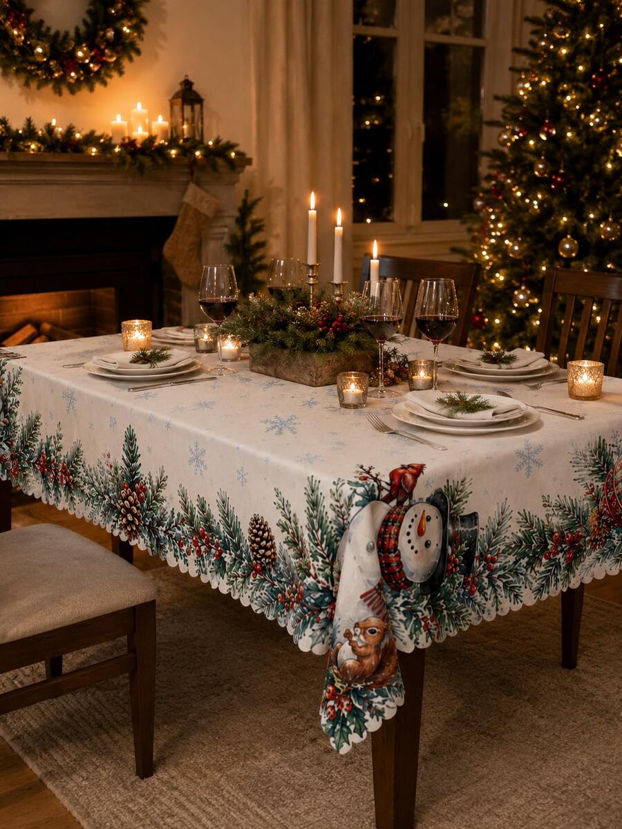 Christmas Snowy Village Print Tablecloth – gallery image 21